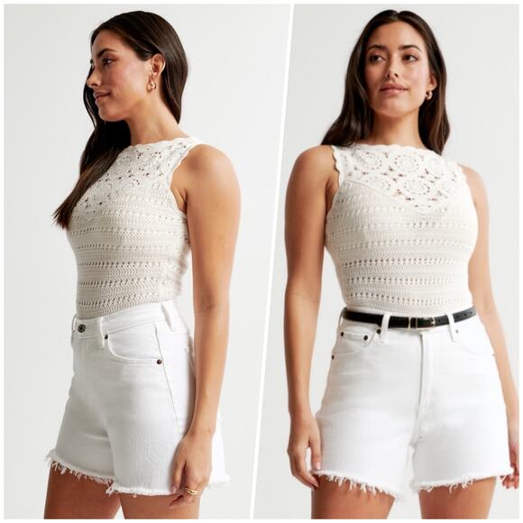 Abercrombie & Fitch White Jean Shorts - Picture 15 of 16